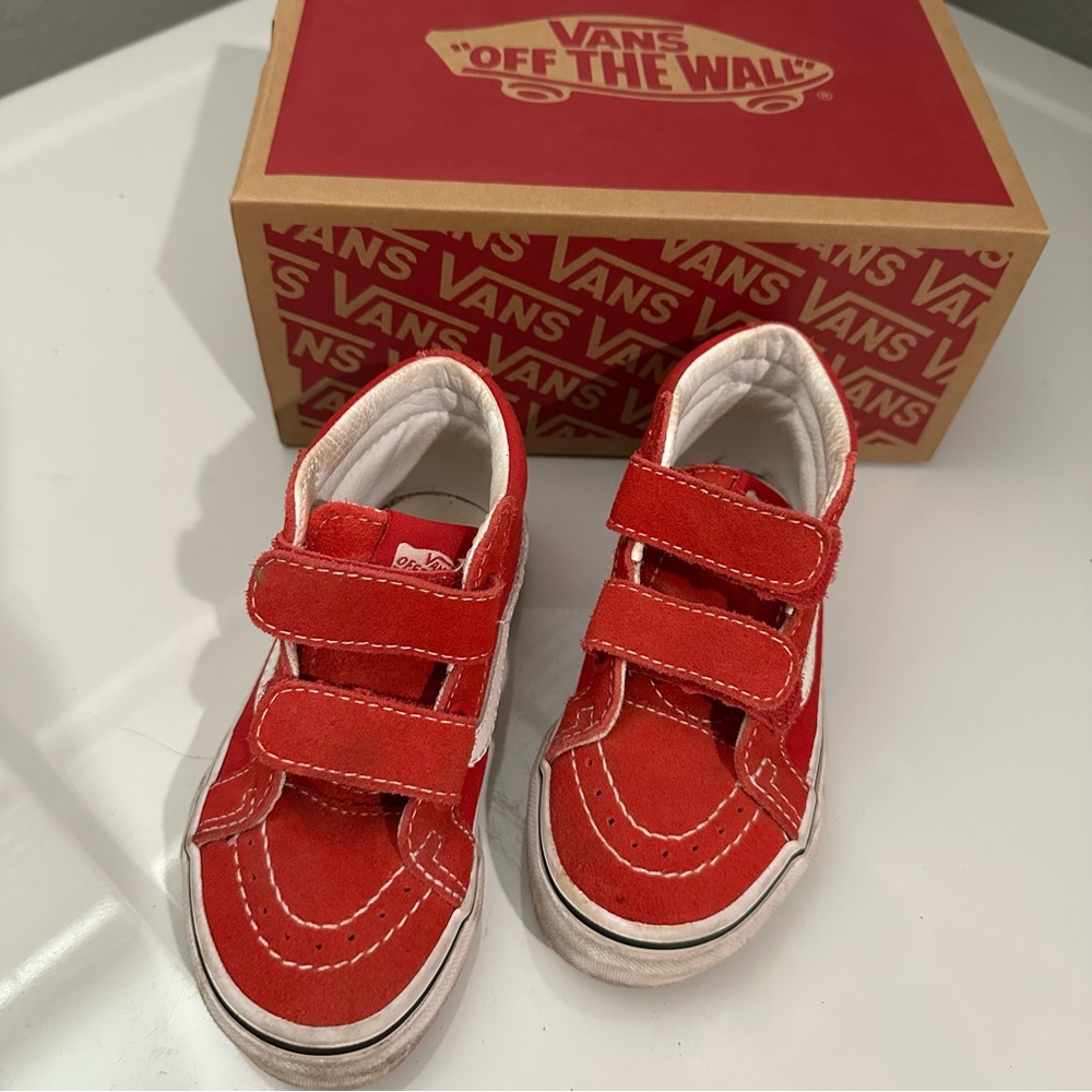 Vans Kids' Vibrant Red Velcro Sneakers
